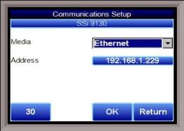 Communications Setup - Ethernet